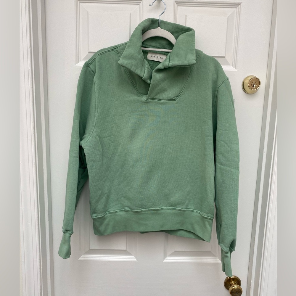 Les Tien Mint Green Heavyweight Yacht Pullover Sweatshirt - Small